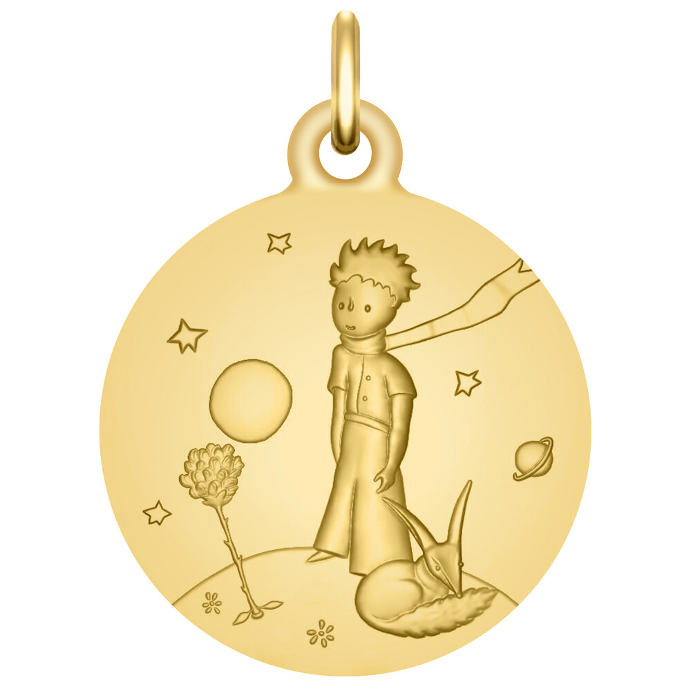 Photo de Médaille Petit Prince au renard & sa fleur - Vermeil