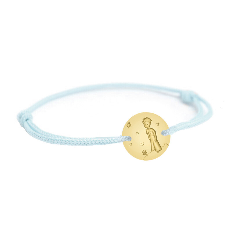 Photo de Bracelet cordon bleu Petit Prince sur sa planète - Or jaune 9ct bleu