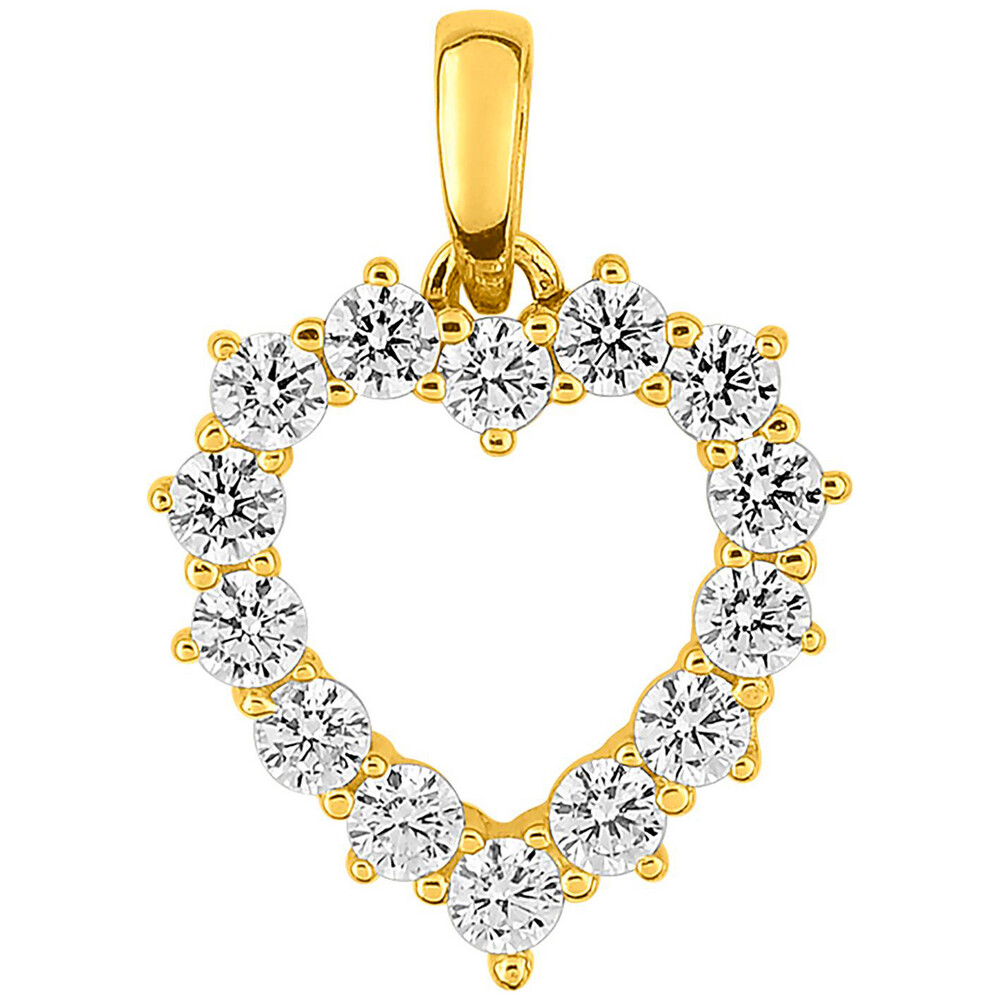 Photo de Pendentif coeur zirconium - Or jaune 9ct