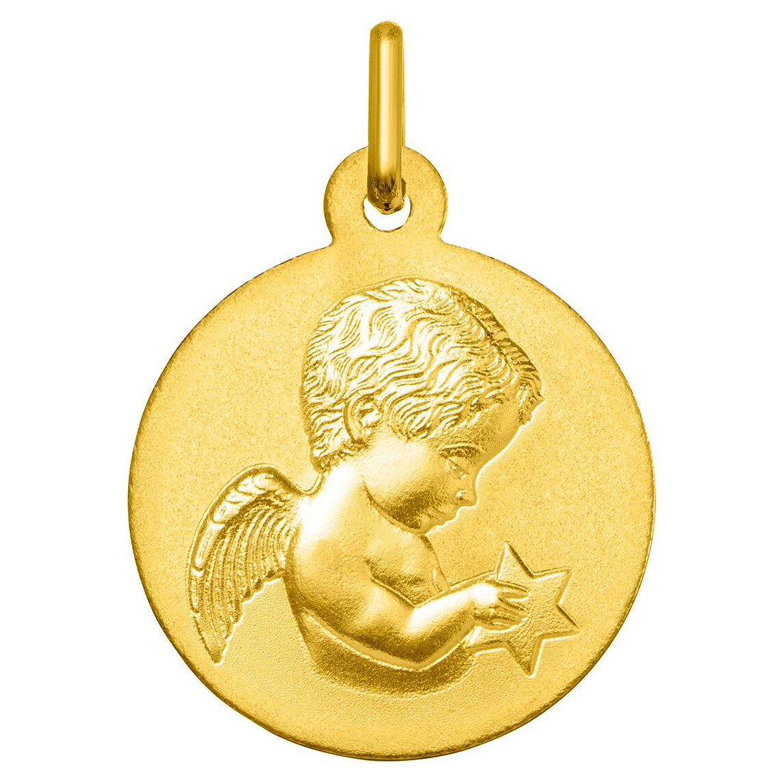 Médaille petit ange à l'étoile Or jaune 9K