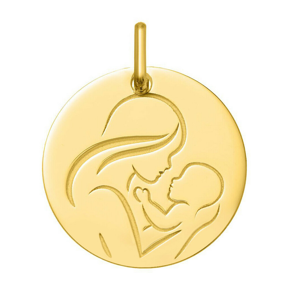 Photo de Médaille Vierge à l'enfant de profil- Or jaune 18ct