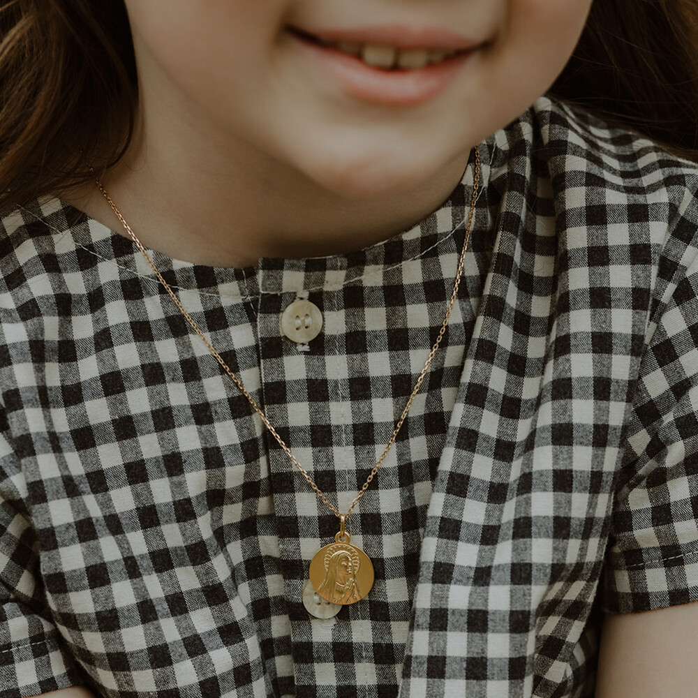Photo de Médaille Vierge en prière auréolée - Or jaune 9ct