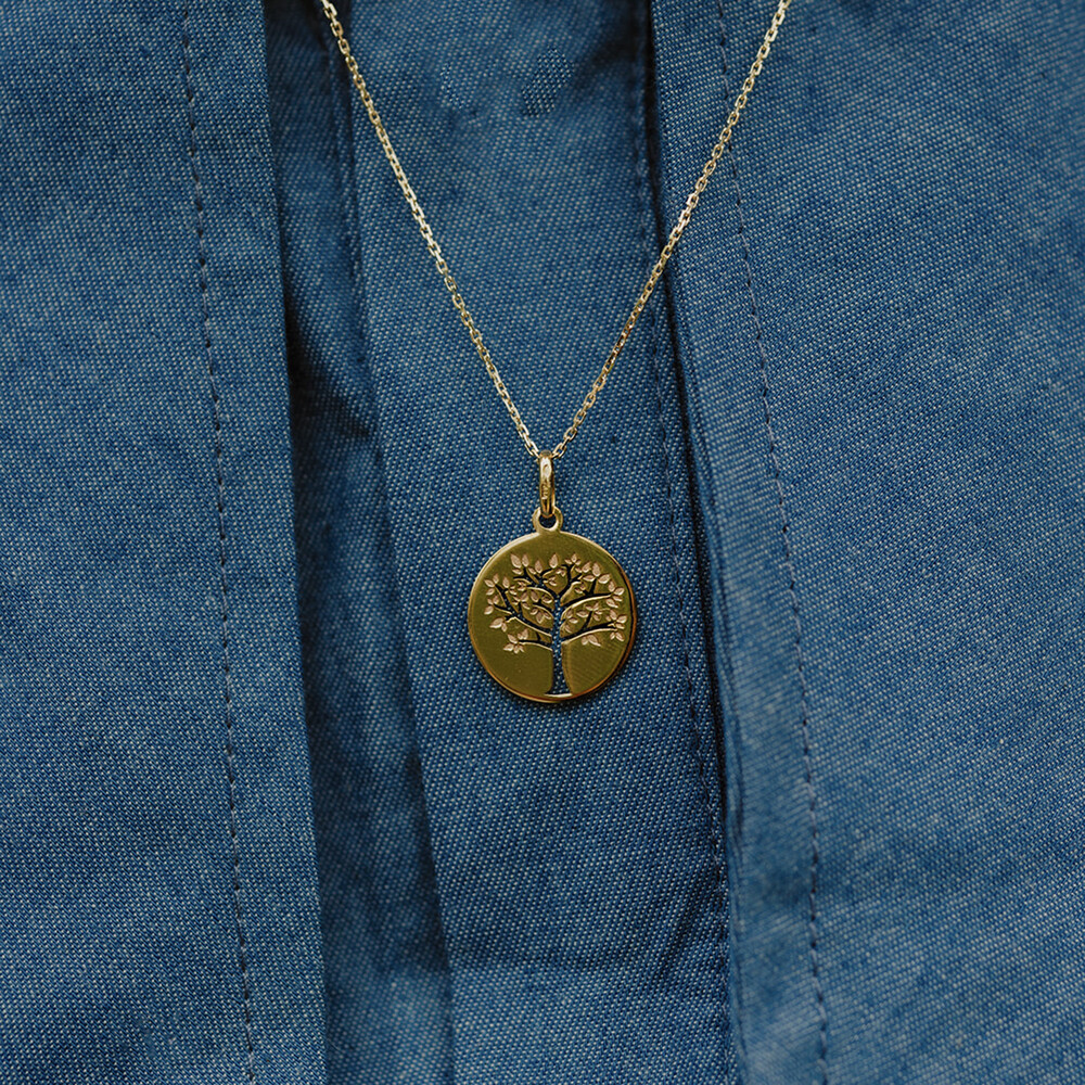 Photo de Médaille Arbre de vie printanier ajourée - Or jaune 9ct