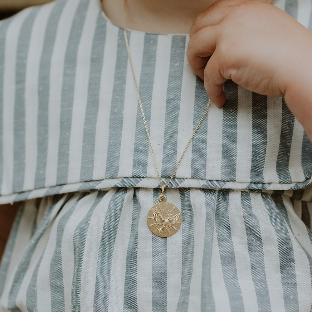 Photo de Médaille Colombe auréolée - Or jaune 9ct