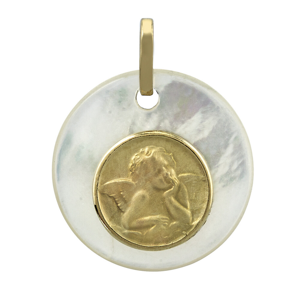 Photo de Médaille Ange - Or jaune 18ct & nacre