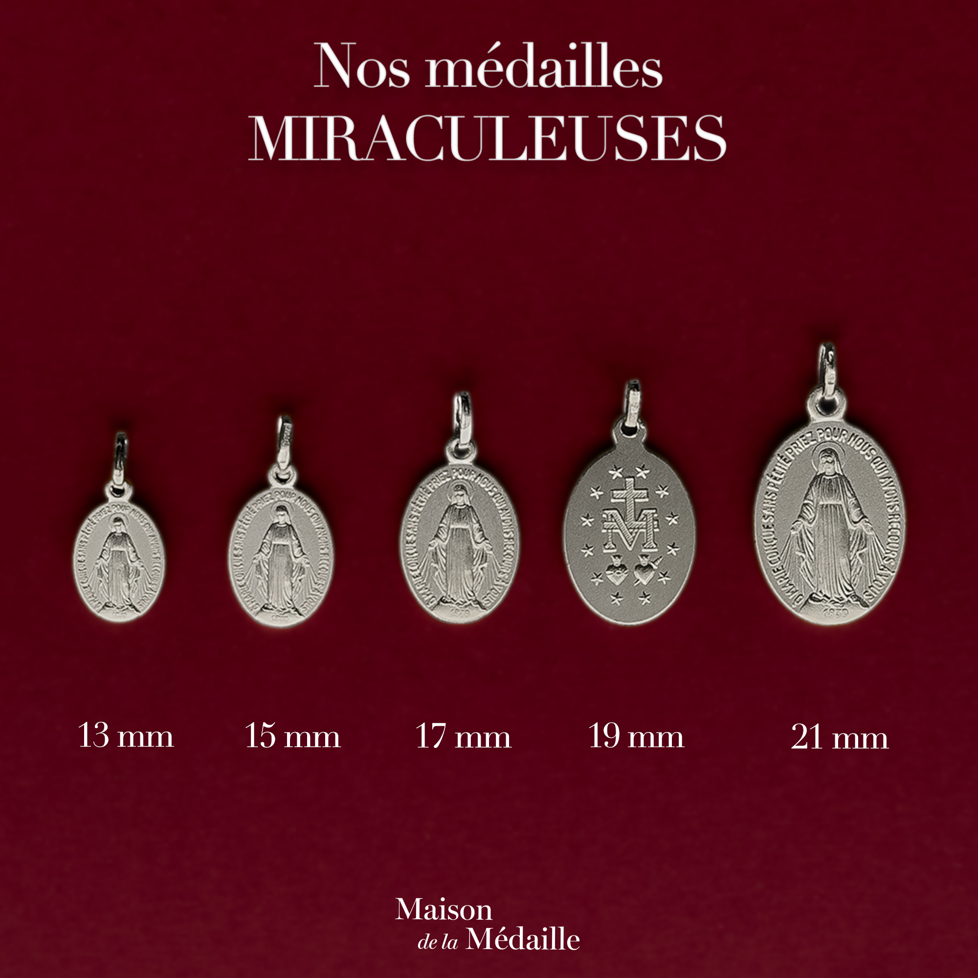 Médaille Vierge Marie Immaculée Conception 1830-1880 - Cœur Et Croix, Cuivre VF