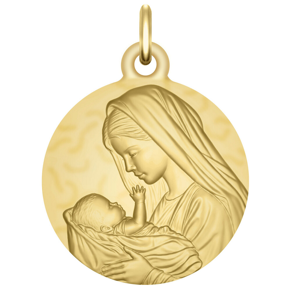 Photo de Médaille Vierge à l'enfant - Le regard - Or jaune 18ct