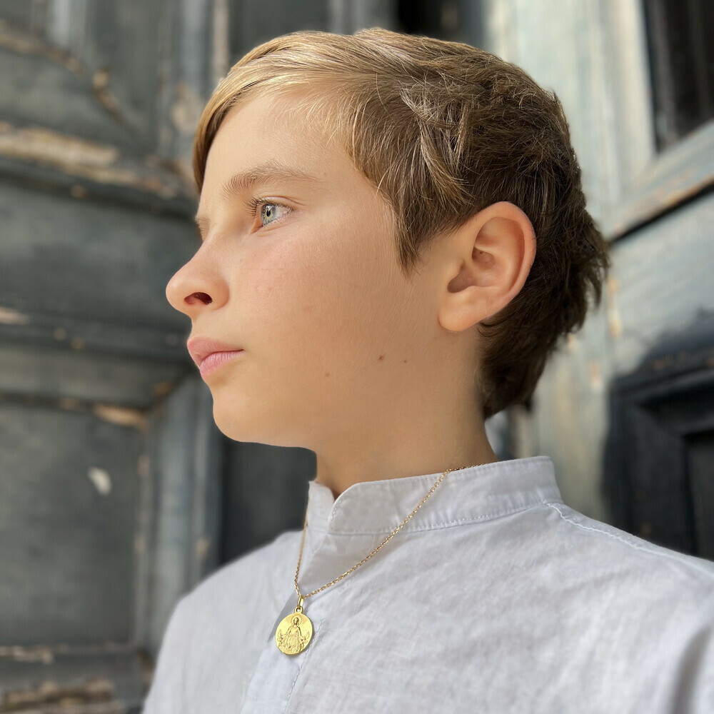 Photo de Médaille Vierge aux colombes - Or jaune 18ct