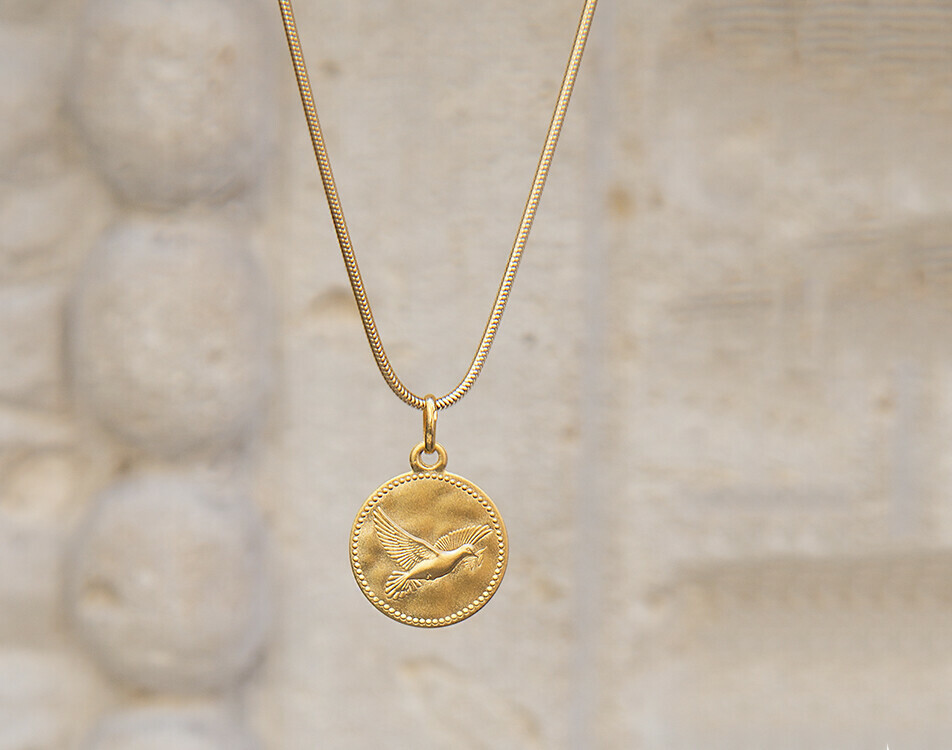 Photo de Médaille Colombe perlées - Or jaune 9ct