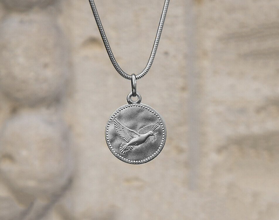 Photo de Médaille Colombe perlées - Argent massif