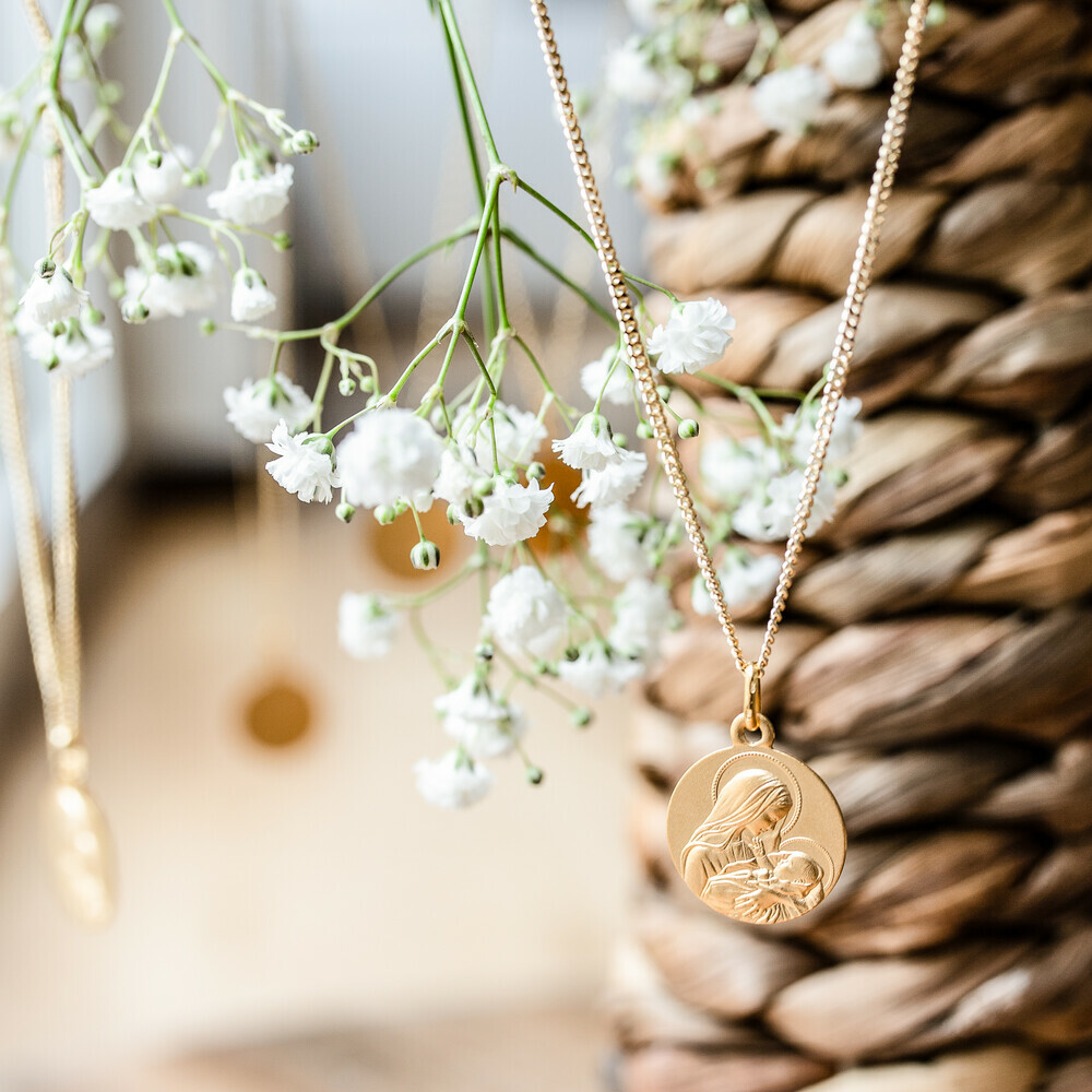 Photo de Médaille Vierge à l'enfant - Amour Maternel - Or jaune 9ct