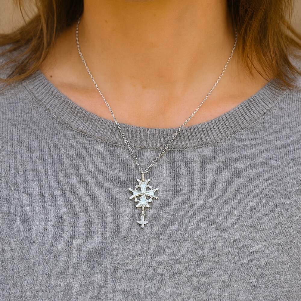 Bijou Protestant Collier Croix Huguenote Acier 316L - Symbole Protestant Français Grande Croix En Or
