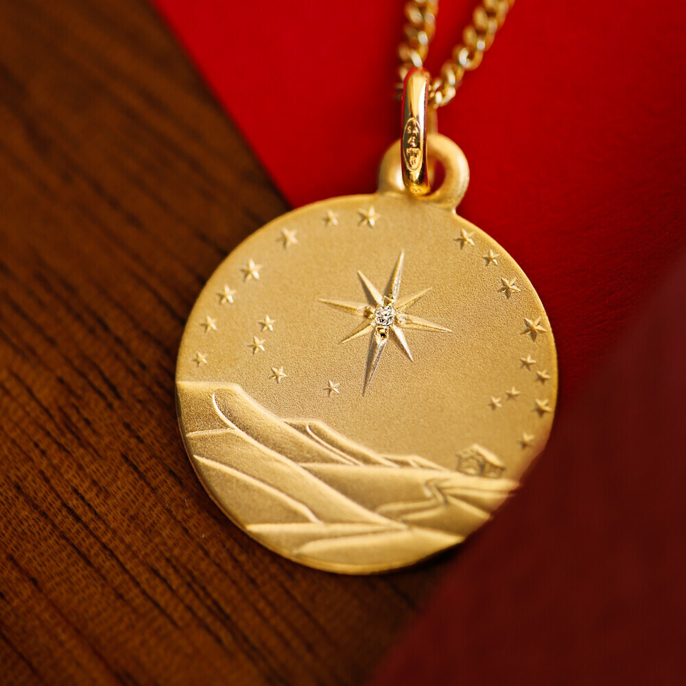 Photo de Médaille Étoile de Bethléem - Or jaune 18ct & Diamant