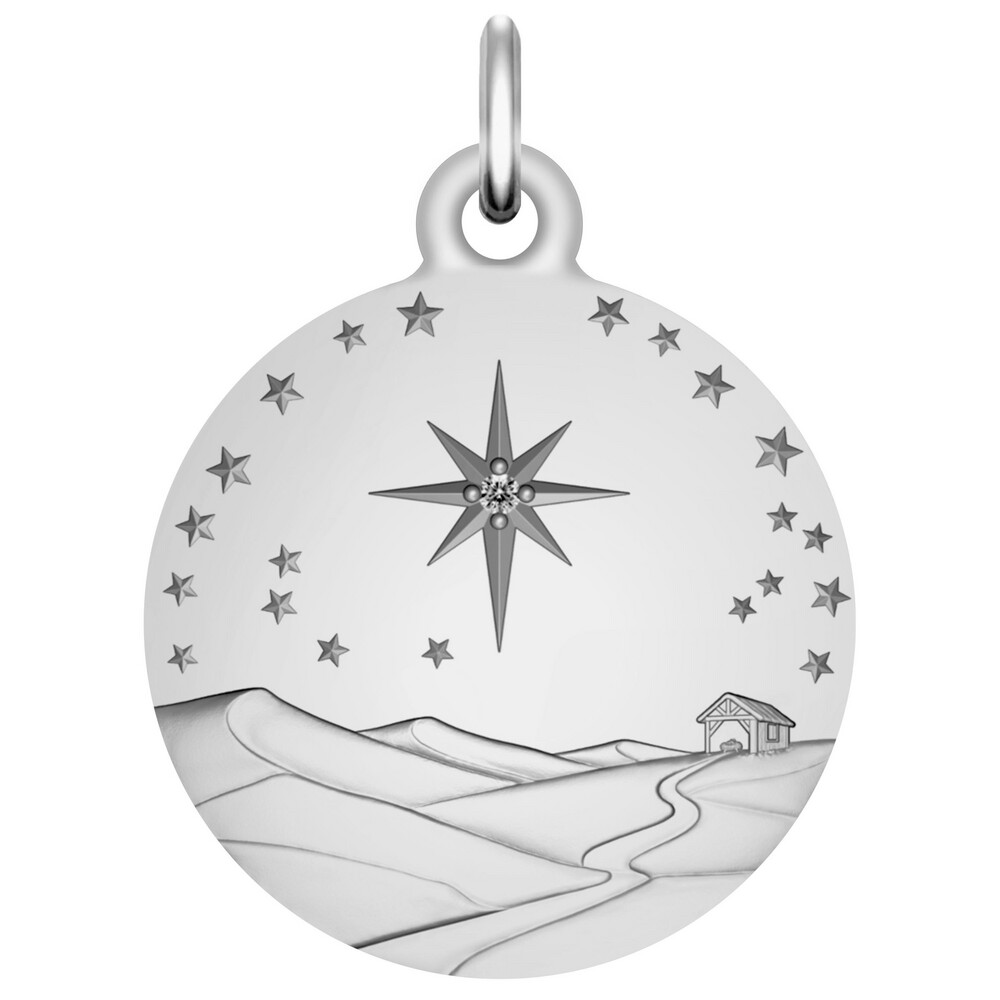 Photo de Médaille Étoile de Bethléem - Argent massif & Diamant
