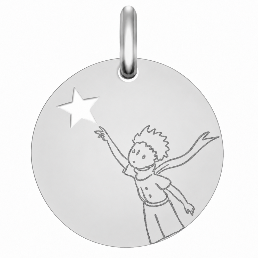 Photo de Médaille Petit Prince étoile ajourée - Argent massif